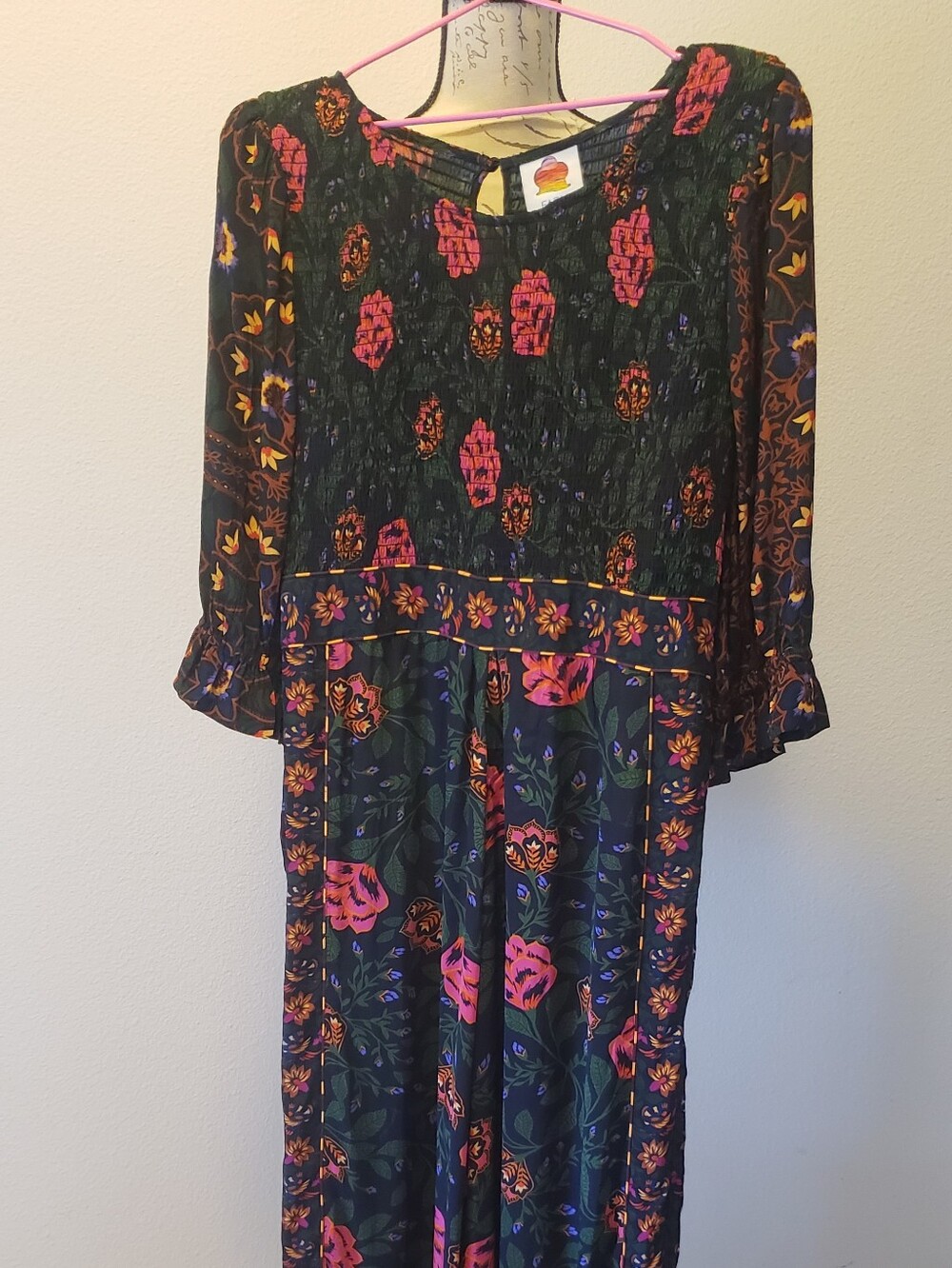 Farm For Anthropologie Jumpsuit With Pockets  - Black, Pink & Green Floral